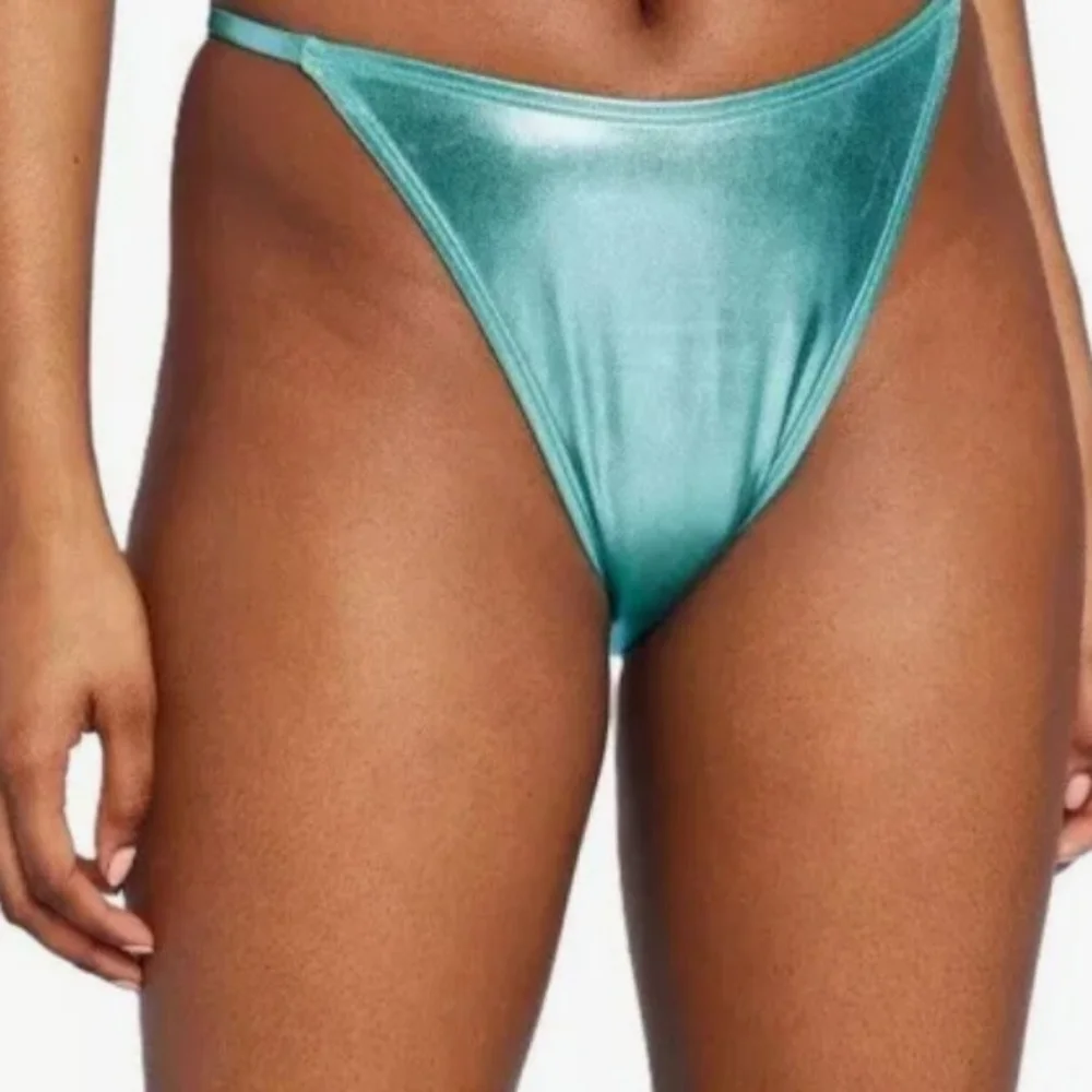 Teal Metalic Foil LOOK- High Leg Bikini Bottom- Mult Sizes